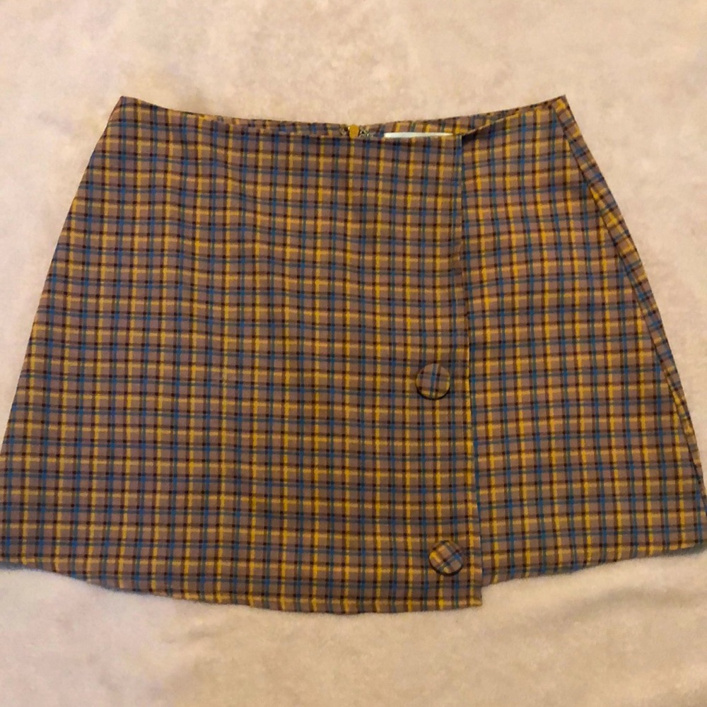 🐝wild honey plad brown, blue, yellow, mini skirt